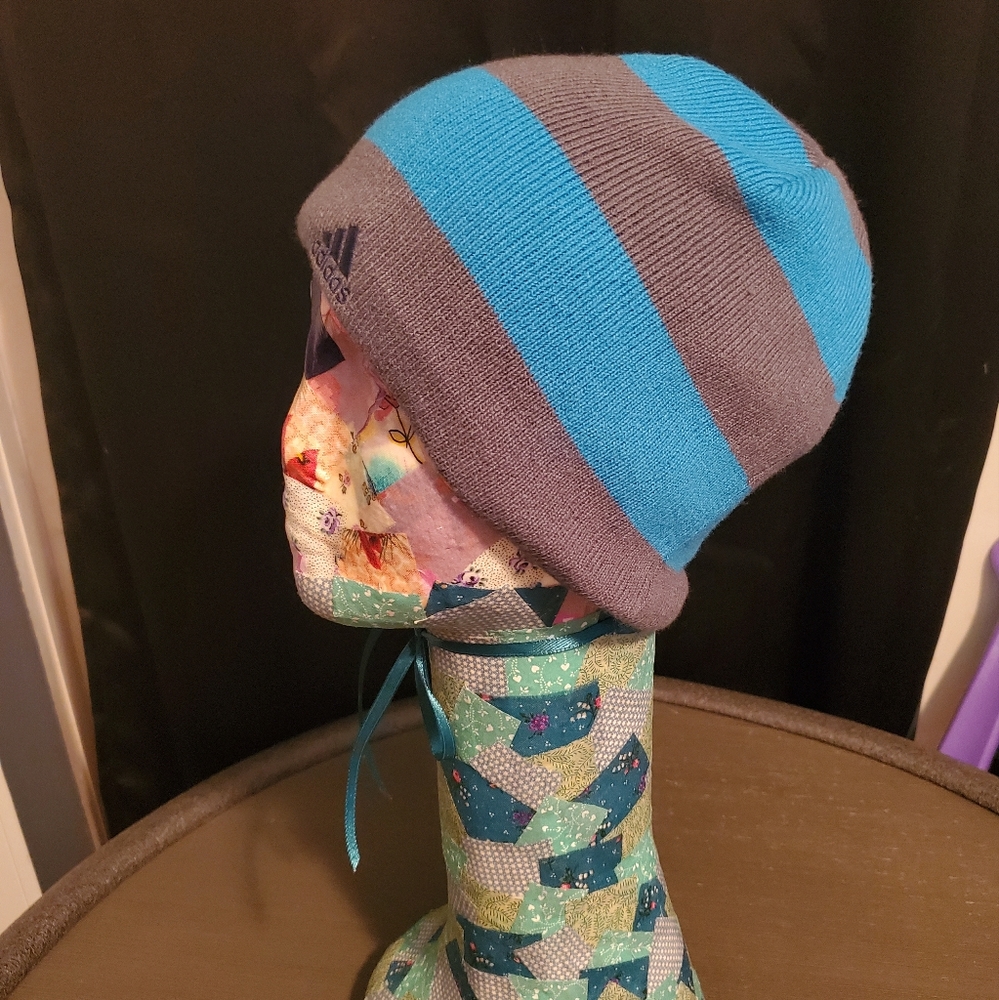 Adidas knit fleece hat ClimaWarm OS blue stripe